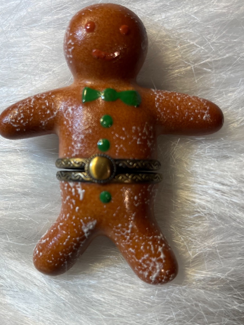 Peint Main Limoges Gingerbread Man Trinket Box